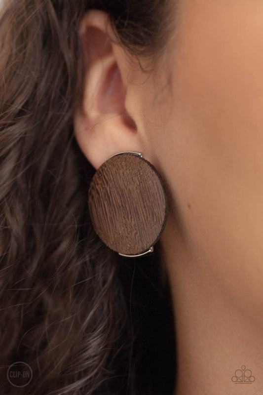 WOODWORK It - Brown Earrings - Paparazzi Accessories - Paparazzi Accessories 