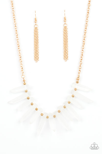 Ice Age Intensity - Gold Necklace - Paparazzi Accessories - Paparazzi Accessories 