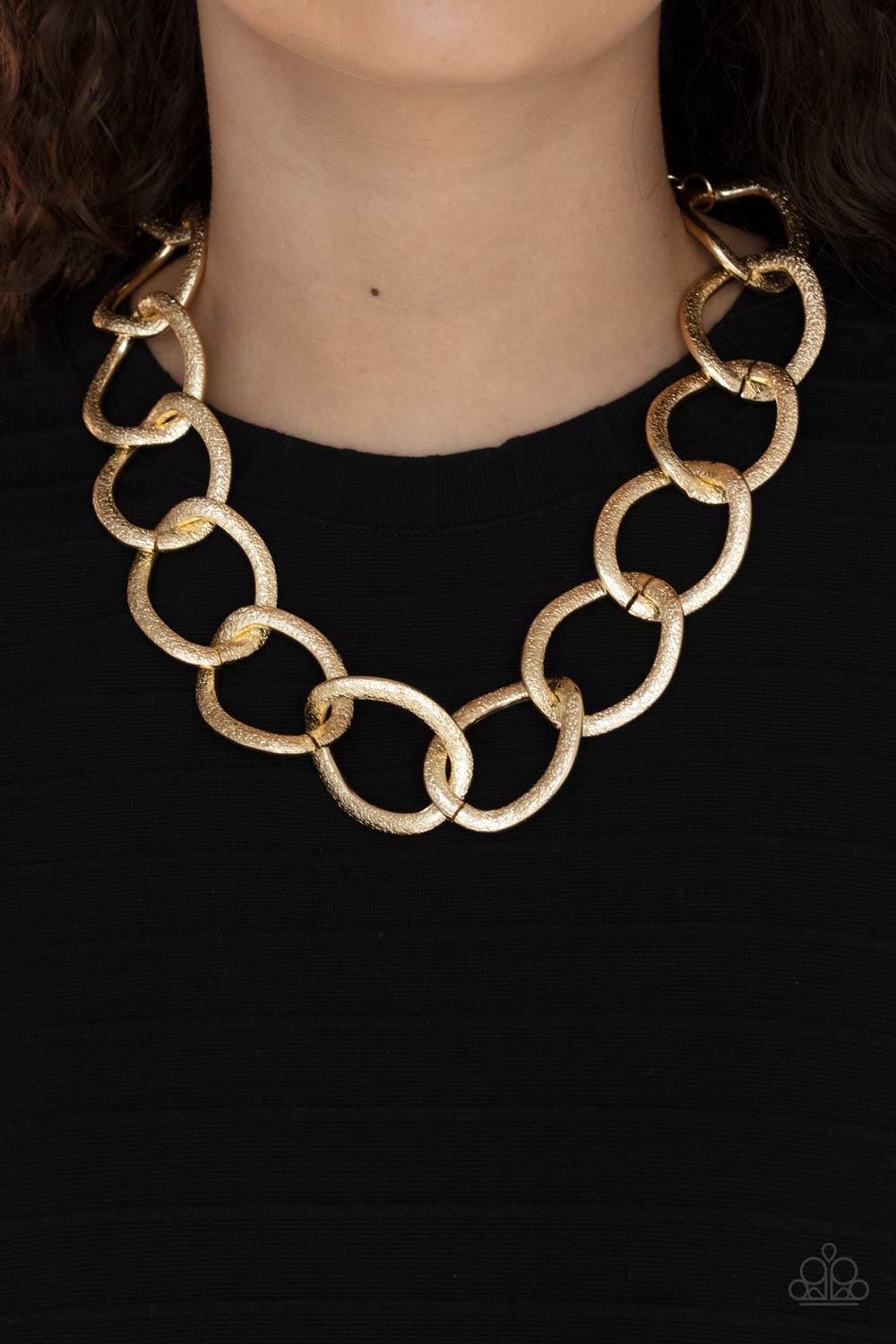 Industrial Intimidation - Gold Necklace  - Paparazzi Accessories - Paparazzi Accessories 
