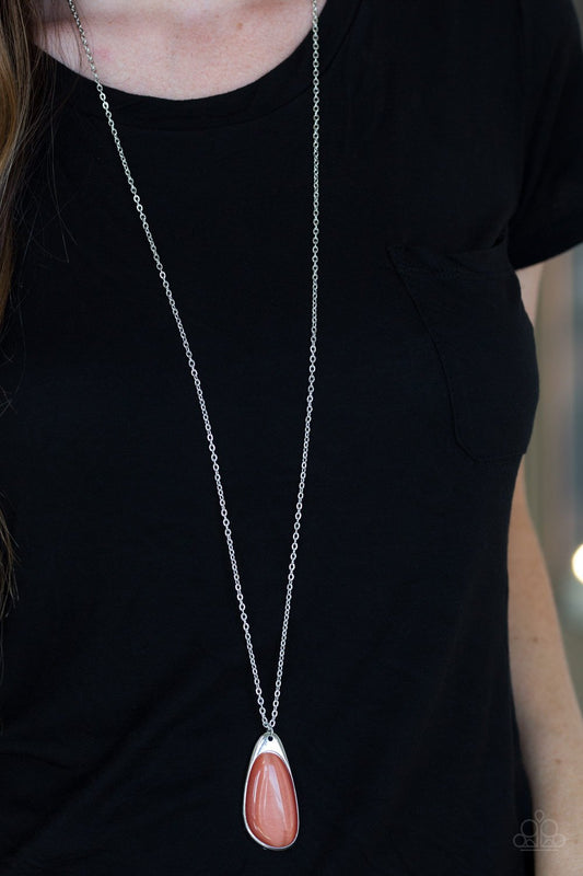 Magically Modern Orange Moonstone Necklace - Paparazzi Accessories 
