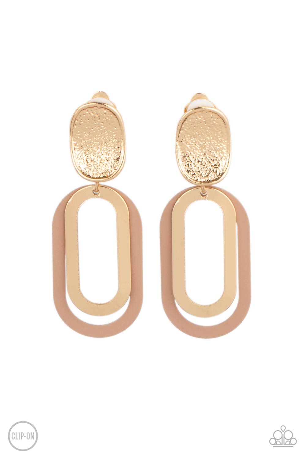 Melrose Mystery - Brown Clip On Earrings - Paparazzi Accessories - Paparazzi Accessories 