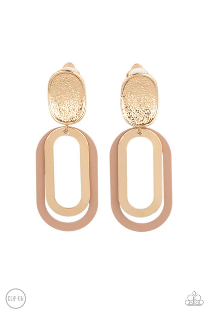 Melrose Mystery - Brown Clip On Earrings - Paparazzi Accessories - Paparazzi Accessories 