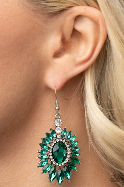 Big Time Twinkle - Green Earrings - Paparazzi Accessories - Paparazzi Accessories 