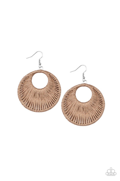 Weaving My Web - Brown Earrings- Paparazzi Accessories - Paparazzi Accessories 