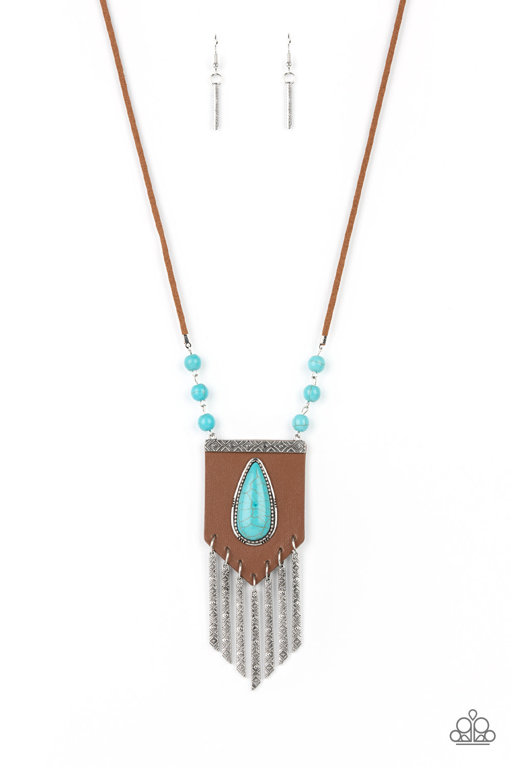 Enchantingly Tribal - Blue Leather Necklace - Paparazzi Accessories 
