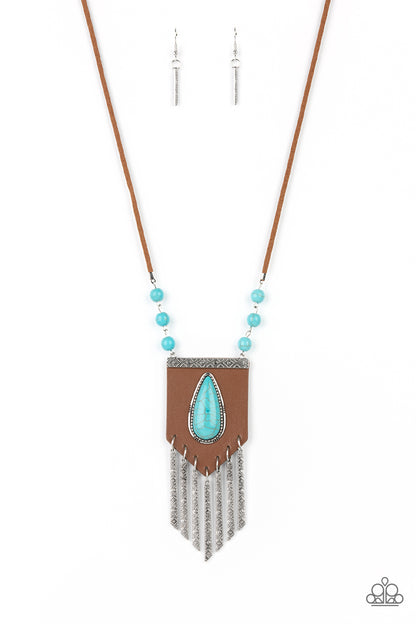 Enchantingly Tribal - Blue Leather Necklace - Paparazzi Accessories 
