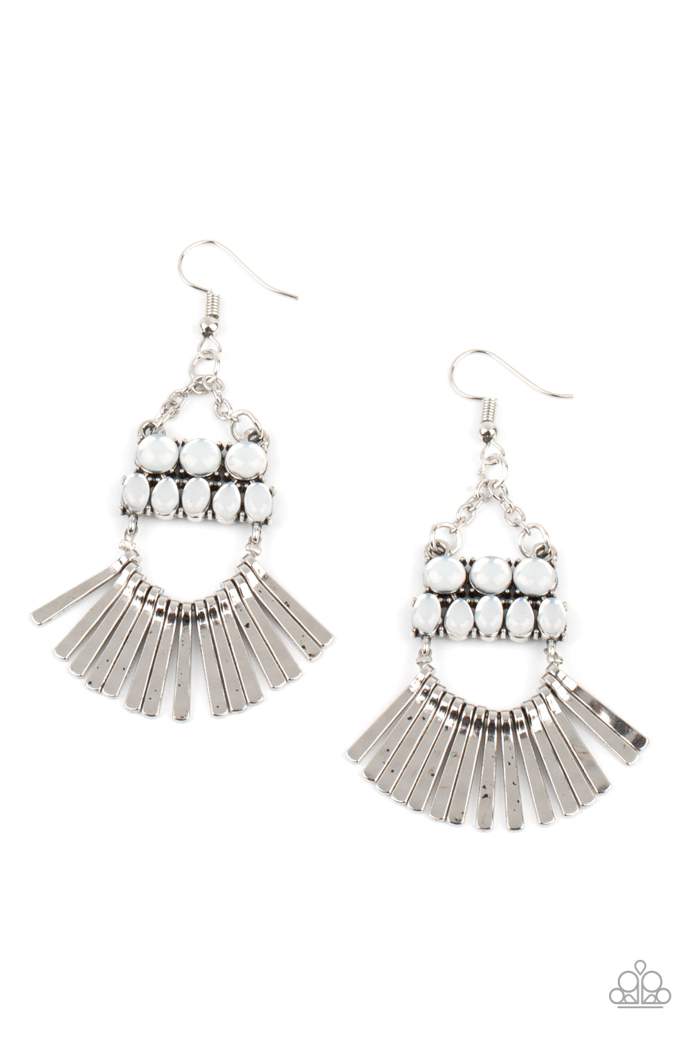 A FLARE For Fierceness - White Earrings -  Paparazzi Accessories - Paparazzi Accessories 