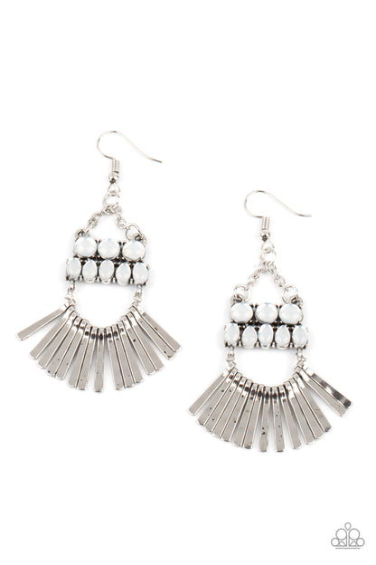 A FLARE For Fierceness - White Earrings -  Paparazzi Accessories - Paparazzi Accessories 