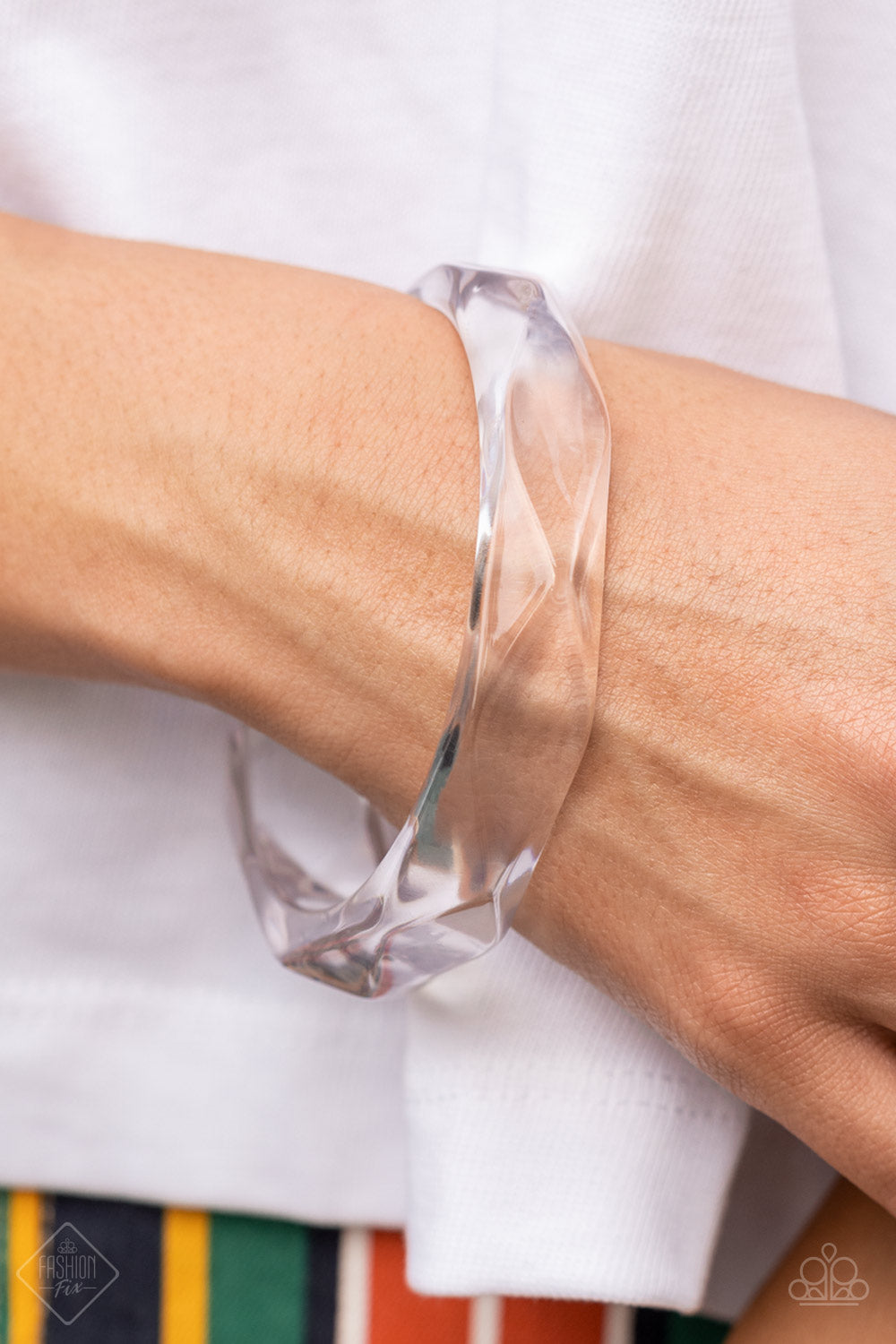 Clear-Cut Couture - White Bracelet - Paparazzi Accessories 