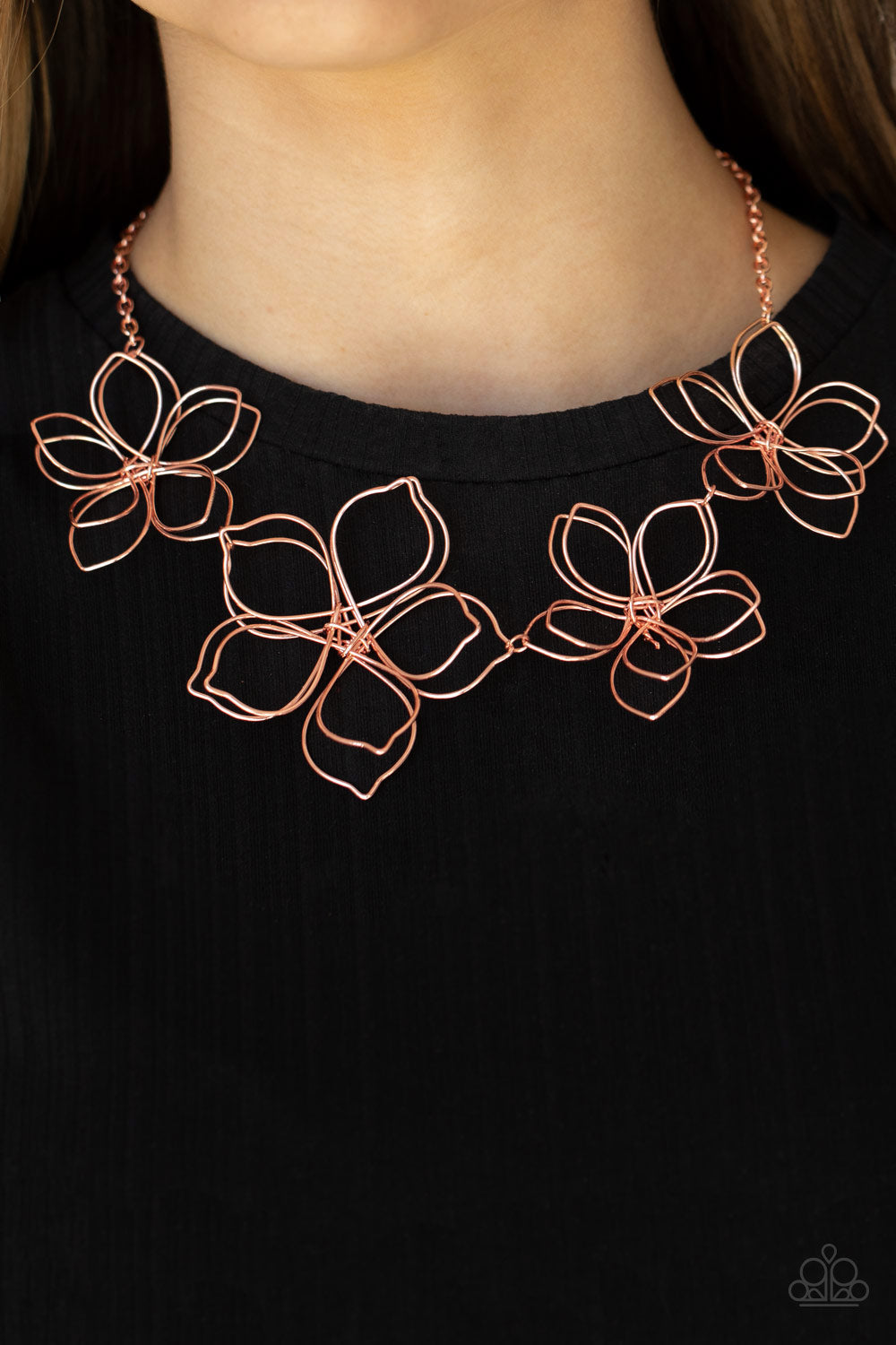 Flower Garden Fashionista - Copper Flower Necklace - Paparazzi Accessories 