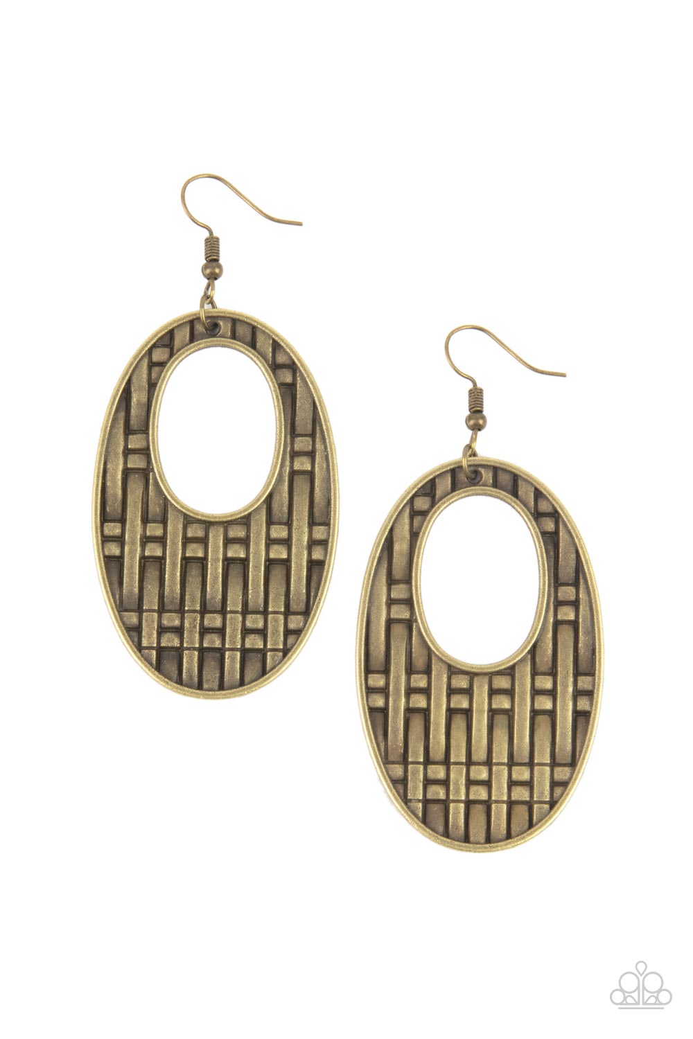 Engraved Edge - Brass Earrings - Paparazzi Accessories 