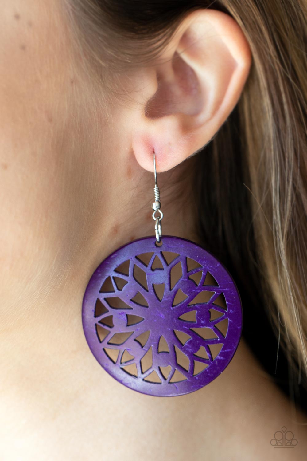Ocean Canopy - Purple Wooden Earrings - Paparazzi Accessories 