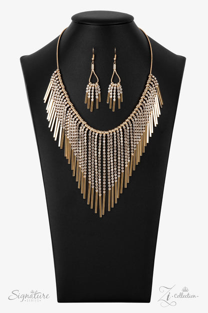 The Amber - Gold & Rhinestone Necklace - Zi Collection - Paparazzi Accessories 