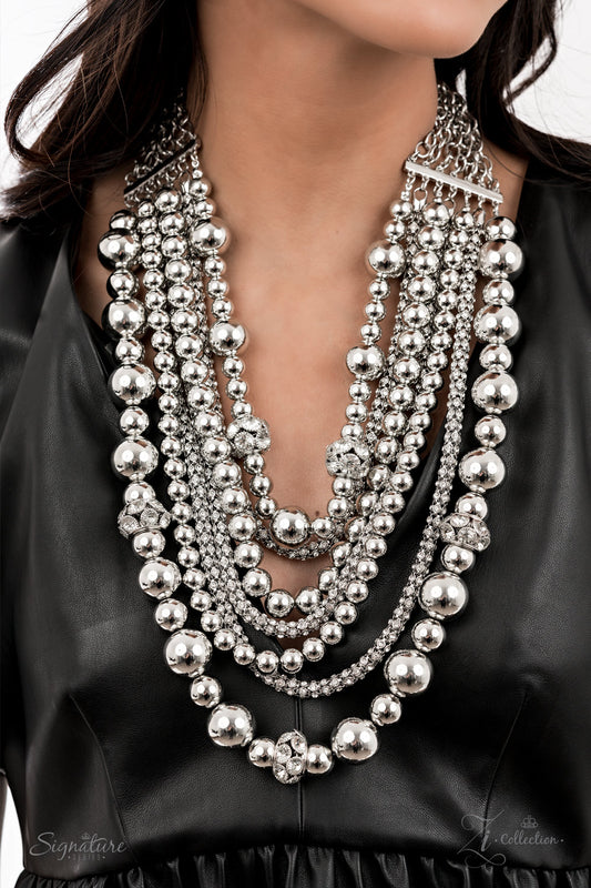 The Liberty - Silver Rhinestone & Beaded Necklace - Zi Collection - Paparazzi Accessories 