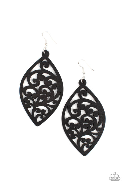 Coral Garden - Black Earrings - Paparazzi Accessories 
