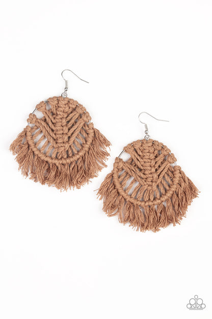 All About MACRAME - Brown Earrings - Paparazzi Accessories - Paparazzi Accessories 