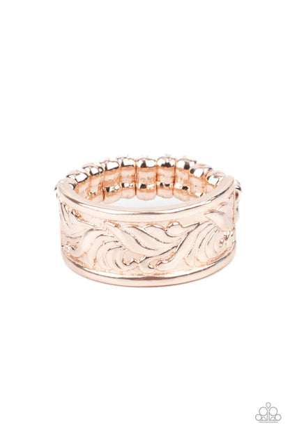 Billowy Bands - Rose Gold Ring - Paparazzi Accessories