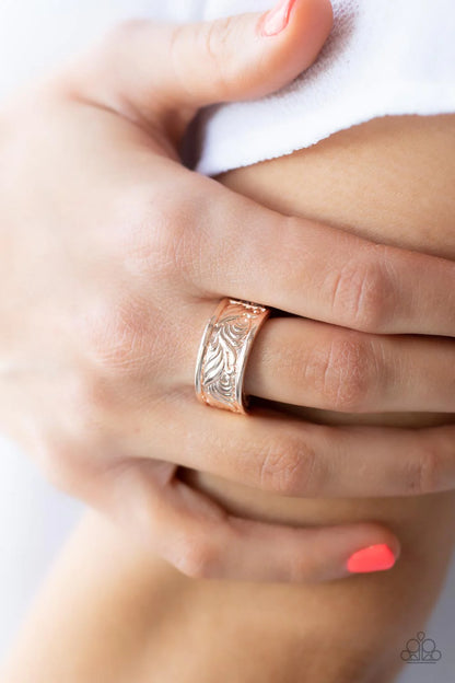 Billowy Bands - Rose Gold Ring - Paparazzi Accessories