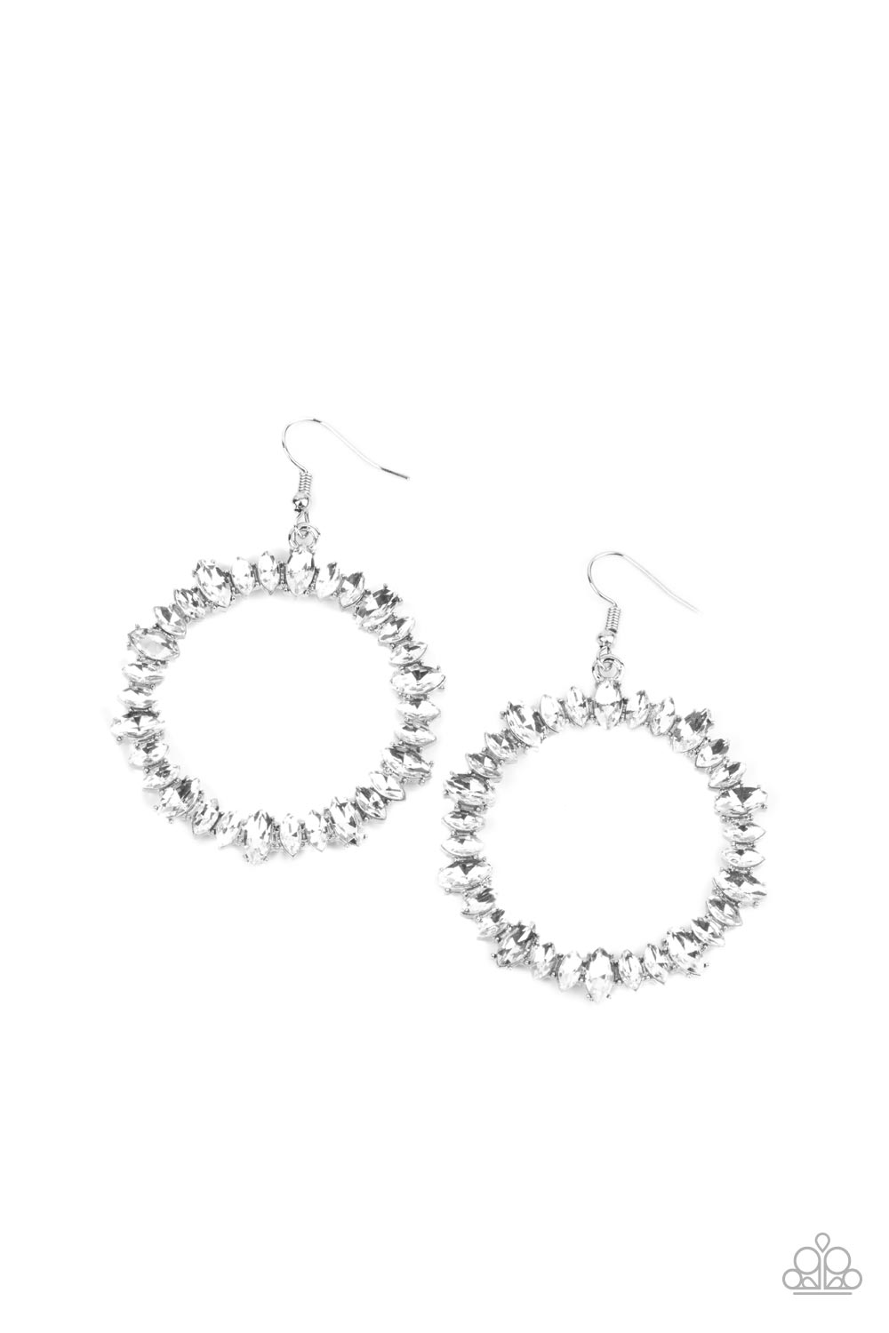 Glowing Reviews - White Earrings - Paparazzi Accessories 