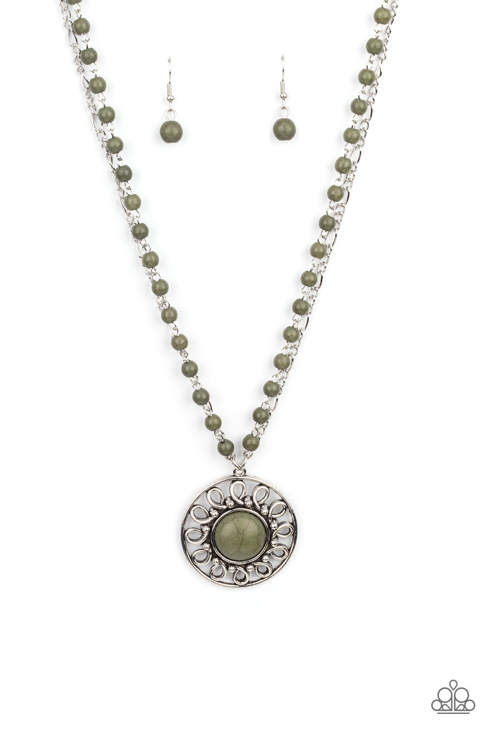 Sahara Suburb - Green Necklace - Paparazzi Accessories 