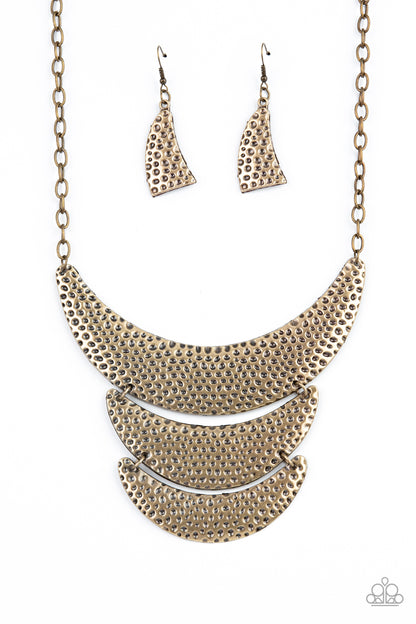 Moonwalk Magic - Brass Necklace - Paparazzi Accessories 