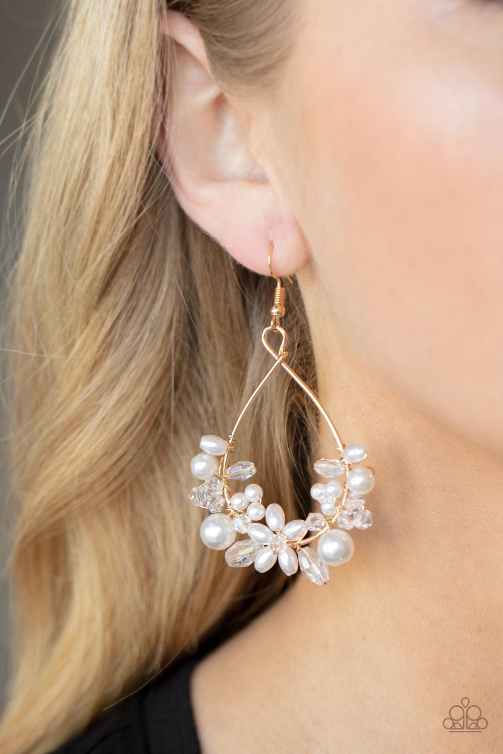 Marina Banquet - Gold Earrings - Paparazzi Accessories 