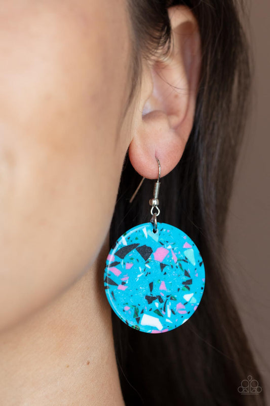 Tenaciously Terrazzo - Blue Earrings - Paparazzi Accessories 