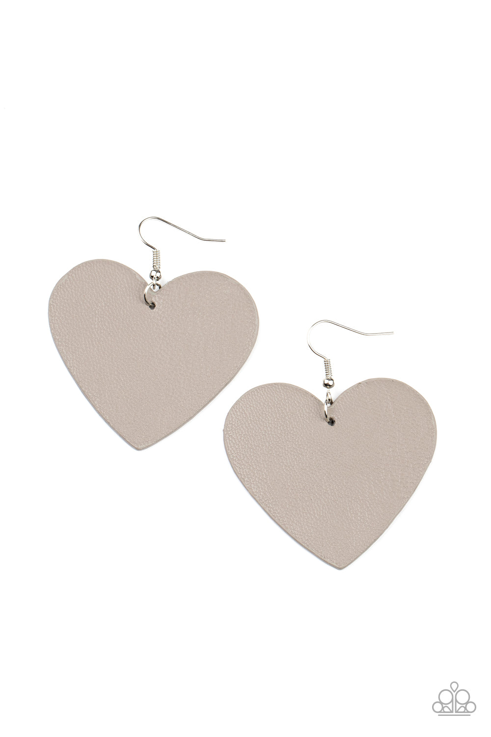 Country Crush - Silver Leather Heart Earrings - Paparazzi Accessories 