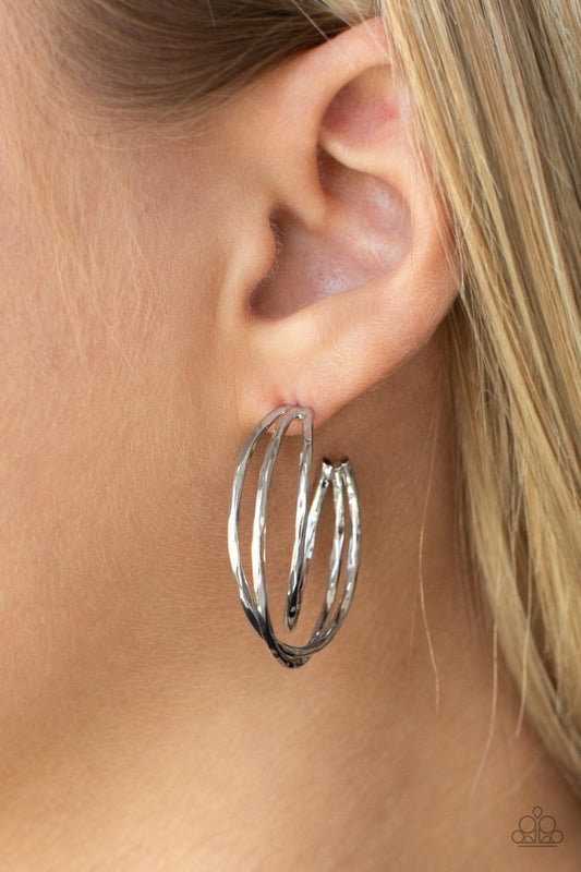 City Contour - Silver Earrings- Paparazzi Accessories - Paparazzi Accessories 