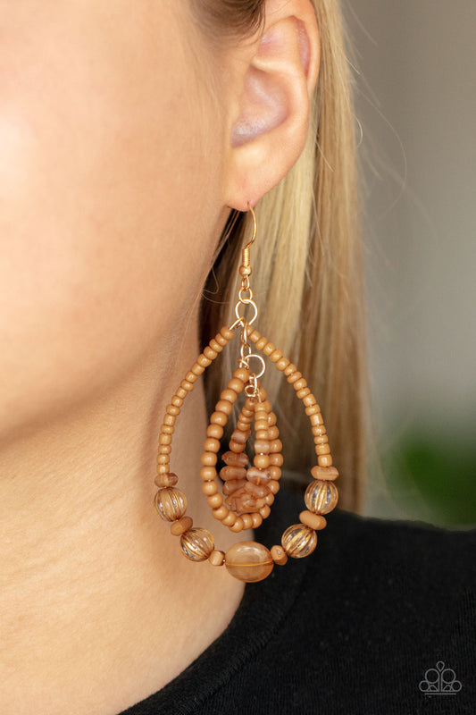 Prana Party - Brown Earrings - Paparazzi Accessories - Paparazzi Accessories 