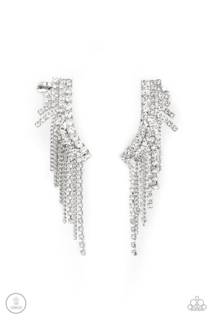 Thunderstruck Sparkle - White Earrings - Paparazzi Accessories - LaNisha's Lustrous Jewels