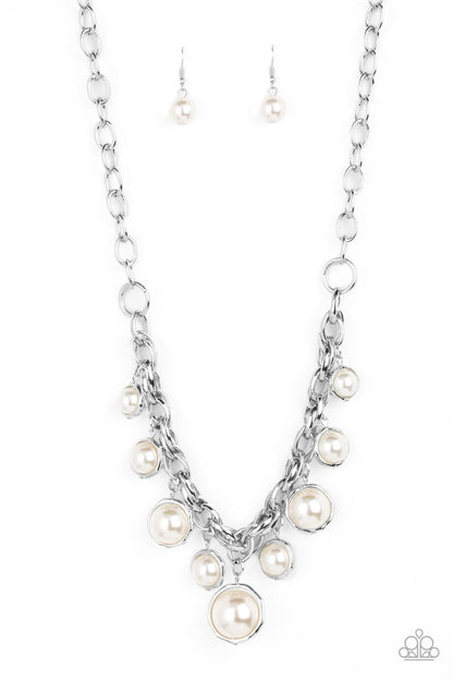 Revolving Refinement - White Pearl Necklace - Paparazzi Accessories 