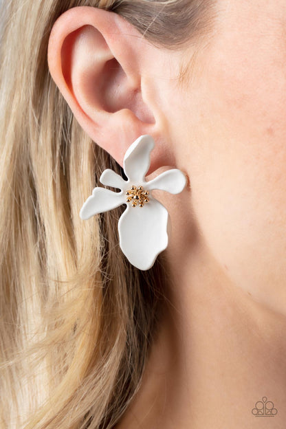 Hawaiian Heiress - White Earrings - Paparazzi Accessories 