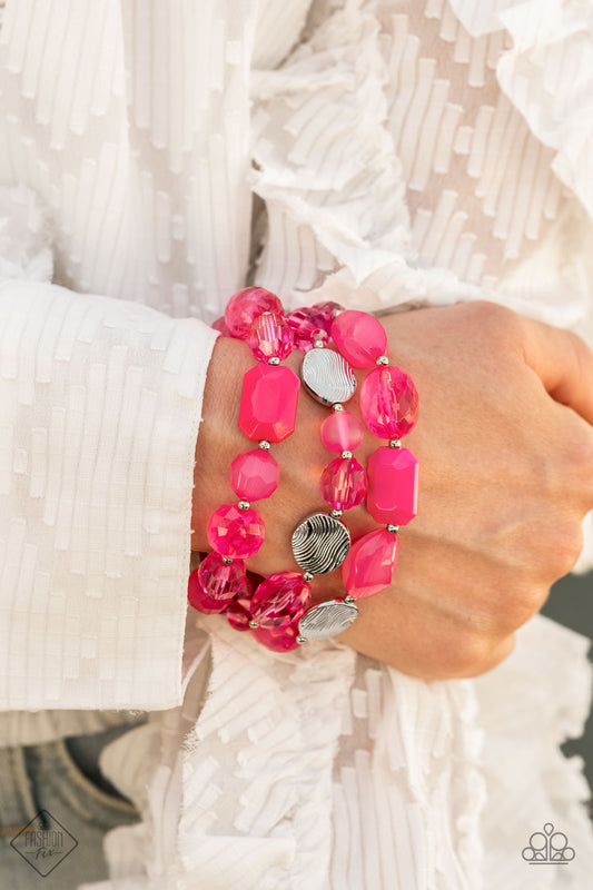 Oceanside Bliss - Pink Bracelet - Paparazzi Accessories - Paparazzi Accessories 
