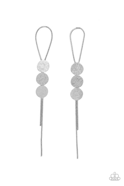 Bolo Beam - Silver Earrings - Paparazzi Accessories 