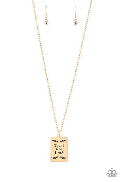 All About Trust - Gold Necklace - Paparazzi Accessories - LaNisha's Lustrous Jewels
