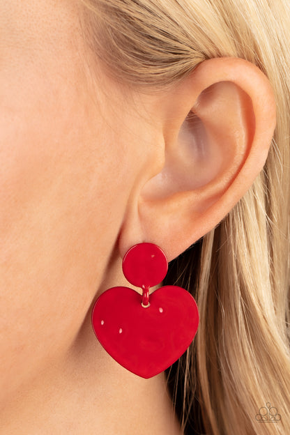 Just a Little Crush - Red Earrings - Paparazzi Accessories - Paparazzi Accessories 