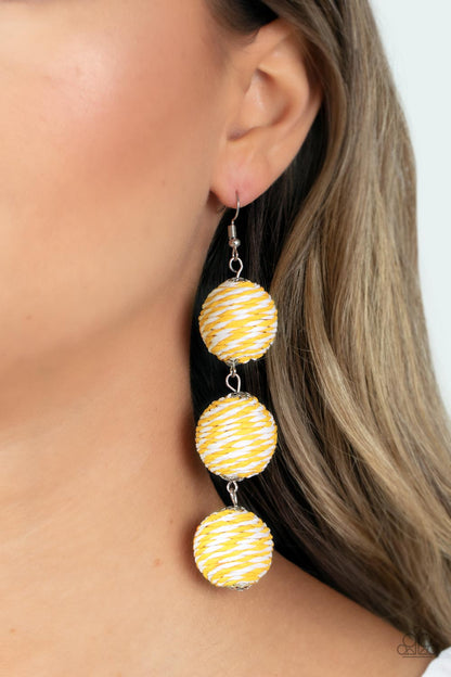 Laguna Lanterns - Yellow Earrings - Paparazzi Accessories - Paparazzi Accessories 