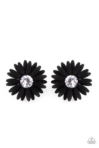 Sunshiny DAIS-y - Black Earrings - Paparazzi Accessories - Paparazzi Accessories 