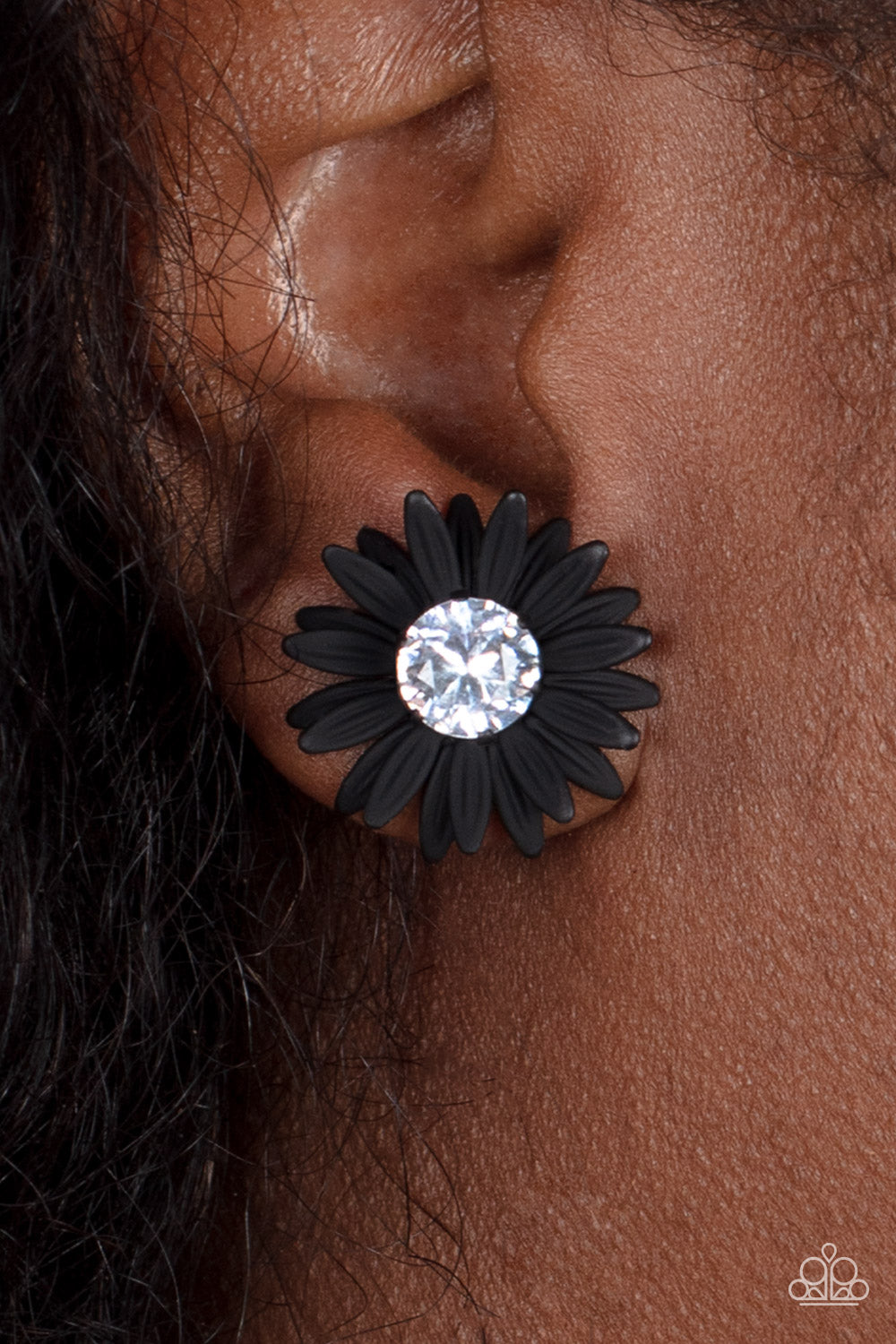 Sunshiny DAIS-y - Black Earrings - Paparazzi Accessories - Paparazzi Accessories 