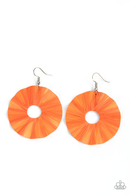 Fan the Breeze - Orange Earrings - Paparazzi Accessories 