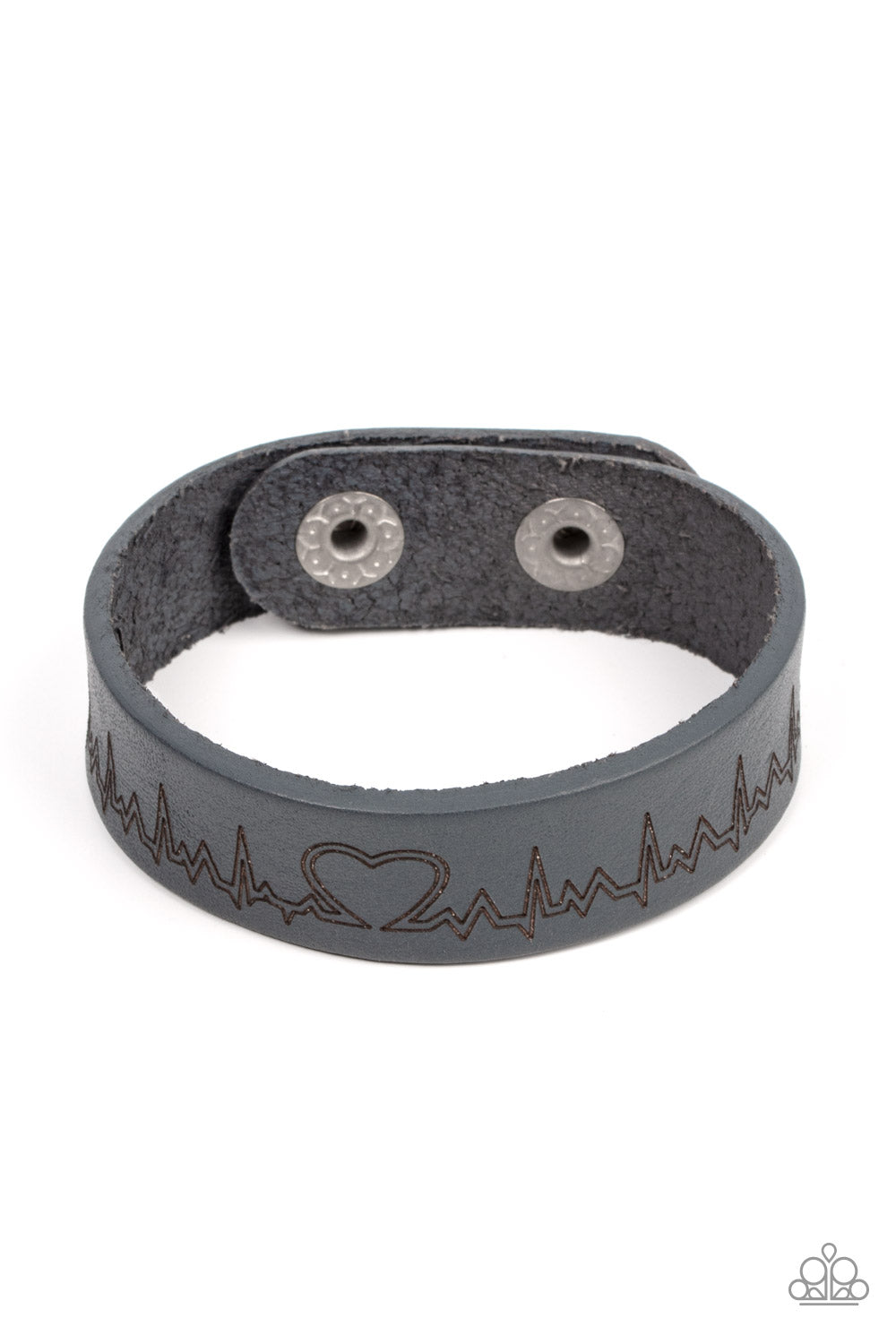 Haute Heartbeat - Silver Leather Bracelet - Paparazzi Accessories 