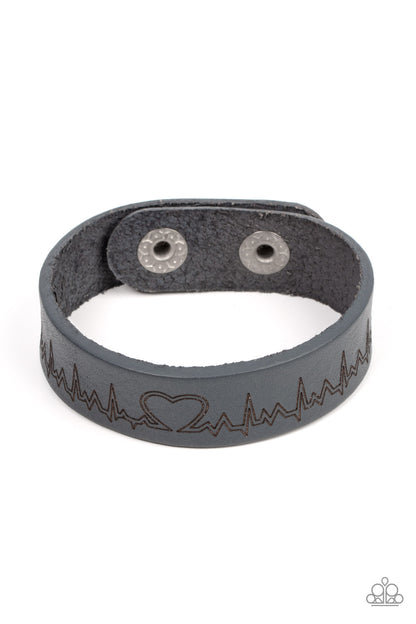 Haute Heartbeat - Silver Leather Bracelet - Paparazzi Accessories 