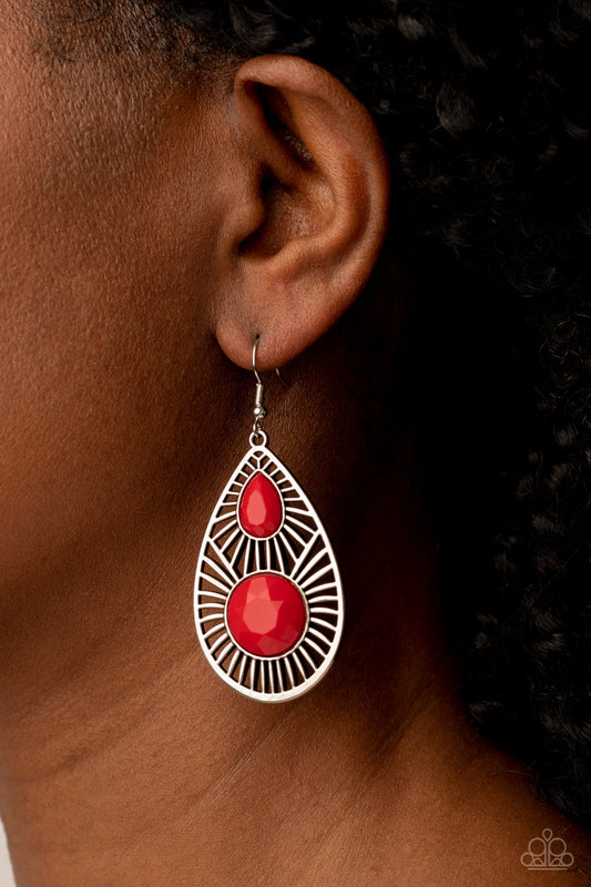Prima Donna Diva - Red Earrings - Paparazzi Accessories 