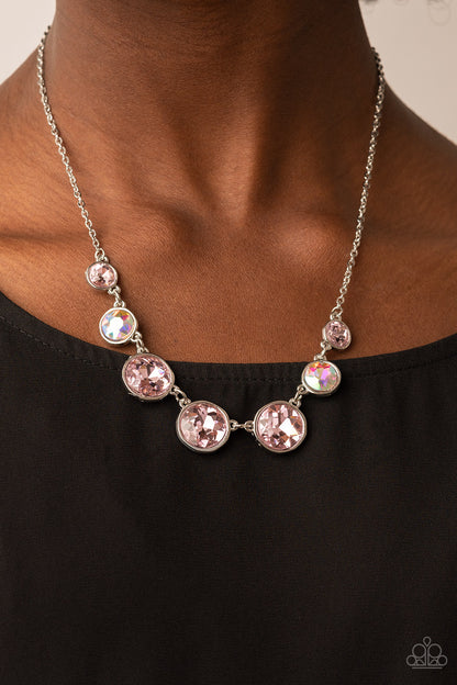 Pampered Powerhouse - Pink & Iridescent Necklace - Paparazzi Accessories 