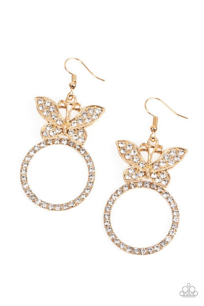 Paradise Found - Gold Butterfly Earrings - Paparazzi Accessories - Paparazzi Accessories 