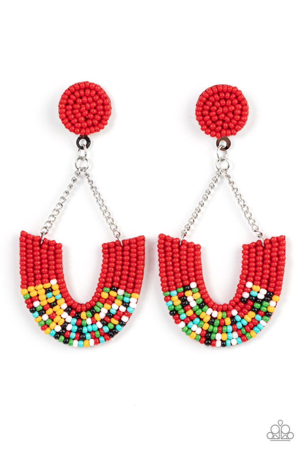 Make it RAINBOW - Red Earrings - Paparazzi Accessories 