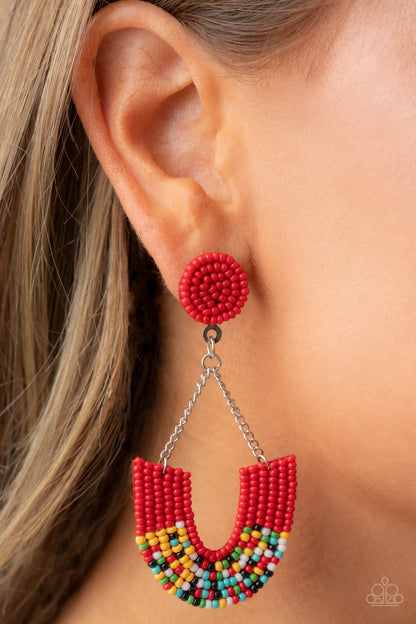 Make it RAINBOW - Red Earrings - Paparazzi Accessories 