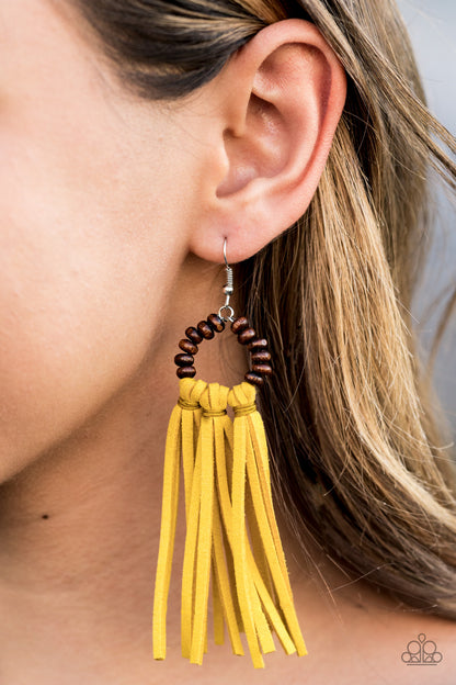 Easy to PerSUEDE - Yellow Earrings - Paparazzi Accessories - Paparazzi Accessories 