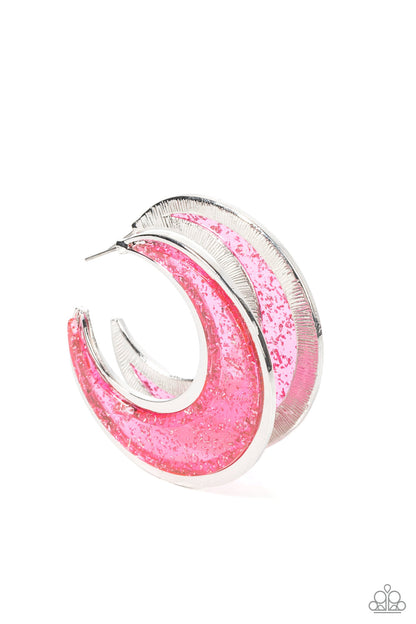 Charismatically Curvy - Pink Earrings - Paparazzi Accessories 